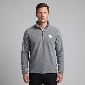 Pull en molleton gris à col montant et fermeture éclair quart de tour pour homme Dumela avec logo brodé, coupe classique, vêtement décontracté d'automne - Product Image 3