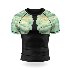 เสื้อรัดกล้ามเนื้อสำหรับ MMA BJJ แบบ OEM ออกแบบเองได้ พิมพ์ลายแบบ Sublimation แขนสั้น ยูนิเซ็กซ์ คุณภาพสูง สำหรับกีฬา Grappling - Product Image 2