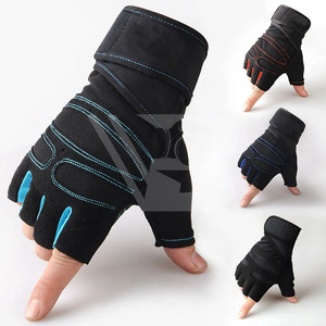 Gants de cyclisme mi-doigts unisexe avec coussinet en gel, paume en cuir synthétique antidérapant pour entraînement, fitness, gym, saut à la corde, sports, marque personnalisée - Product Image 1