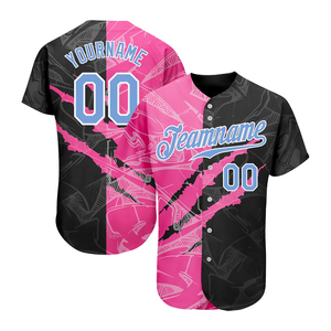Uniformes de Béisbol Transpirables con Estampado Digital ODM, 100% Poliéster, Unisex, Tallas Grandes, Manga Corta, Nombre del Equipo Personalizado, Cuello en V/Cuello Redondo - Product Image 1