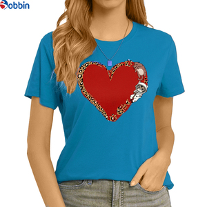 White <b>Top</b> For Girl's Breathable Summer Women's Valentine's Day Printed Casual Leopard Print Cute Cat Footprints <b>Heart</b> Graphic - Product Image 6