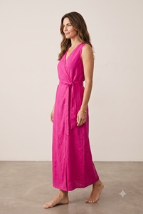 Robe florale 100 % coton écologique pour femme, décontractée, à manches courtes, style noué, longueur ras du sol, coupe classique pour l'été - Product Image 1