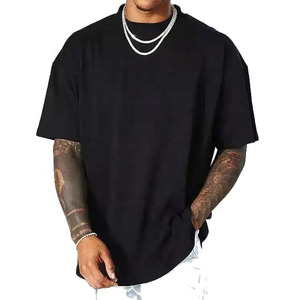 T-shirts pour hommes de haute qualité personnalisés en usine, 100% coton, unisexe, style hip-hop, t-shirt oversize décontracté, t-shirt oversize uni pour hommes - Product Image 2