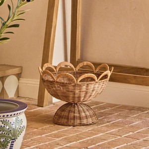 Grand saladier décoratif en rotin festonné sur pied, panier à fruits tressé sur piétement pour cuisine et salle à manger, vente en gros - Product Image 6