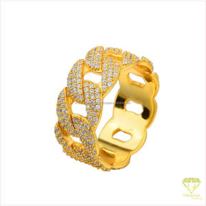 Bague à maillons entrelacés en argent sterling 925 avec diamant de laboratoire de qualité supérieure, finition dorée, bijou de caractère pour revendeurs en gros - Product Image 3