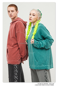 Sudadera con capucha de ácido Vintage de peso pesado para hombre, sudadera de invierno teñida lisa con logotipo personalizado en relieve, Jogger - Product Image 3