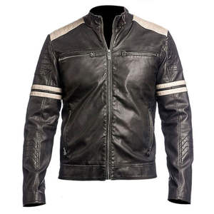 Veste en cuir de moto coupe-vent sur mesure pour homme, coupe ajustée, en cuir véritable, prix de gros - Product Image 1