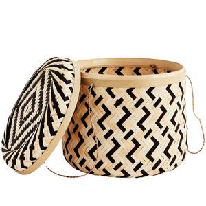 Paniers de rangement en bambou rayé durables en gros Panier en bambou fait à la main pour le Nouvel An chinois - Product Image 1