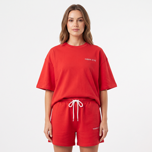 Ensemble décontracté 2 pièces pour femme avec impression personnalisée : T-shirt à manches courtes et short oversize - Product Image 1