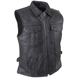 Chaleco de Cuero Genuino para Motociclista, Diseño Personalizado, Impermeable, Transpirable, Estilo Vintage, Cierre de Cremallera, Cuello en V, con Bolsillos, a la Moda para Invierno - Product Image 2