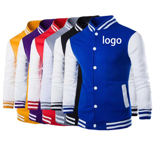 Men's Varsity Jacket Color Blocking Cotton Polyester Baseball <b>Coat</b> Custom Logo Front Autumn Casual Stand Collar Regular Fit - Product Image 6