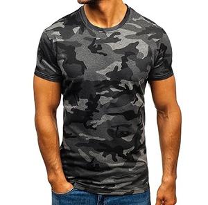 T-shirts respirants personnalisés à col rond imprimé camouflage pour la chasse, la randonnée, le camping, coupe ajustée, vêtements de sport, vente en gros OEM - Product Image 1