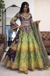 Afghan Bridal Party <b>Dress</b> Maxi Length Long Sleeves Embroidery Cotton Silk Blend Vintage Style Formal Casual Wear - Product Image 2