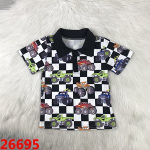 Camiseta con Estampado de Personajes para Niños, Camiseta de Tela de Seda de Leche con Hombros Descubiertos para Bebés, Ropa de Verano para Bebés y Niñas, Cuello <span class=keywords><strong>Polo</strong></span> - Product Image 3