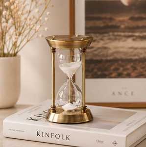 Traditional Antique Nautical Metal Compass Office Clock Polished Blue Liquid Sand <b>Timer</b> Digital Display Maritime Hourglass Metal - Product Image 5