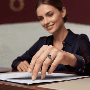 0.97 Ct Round Cut Natural White & Blue Diamond Engagement <b>Wedding</b> <b>Ring</b> for <b>Women</b> 925 Sterling <b>Silver</b> Wholesale - Product Image 2