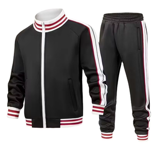 Boys' Winter Cotton Webbing Striped Stand Collar Windproof Quick-Dry Breathable Zipper Sweatshirt Casual Sport Jacket Set - Product Image 1