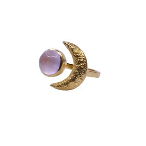 Wedding Wear <b>925</b> Sterling <b>Silver</b> Gold Plated Jewelry Rose Quartz Gemstone Women Wear Classic <b>Ring</b> - Product Image 2