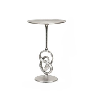 Table d'appoint ronde en aluminium au design torsadé et noué pour salon et chambre à coucher à prix abordable - Product Image 5
