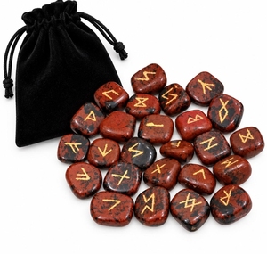 Ensemble de 25 runes en obsidienne acajou de qualité supérieure, cristaux naturels sculptés pour la guérison spirituelle des chakras et la divination angelique - Product Image 6