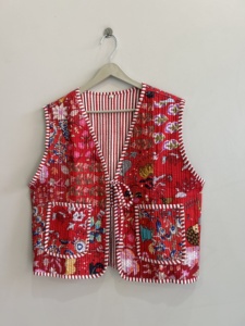 Gilet matelassé indien style bohème en patchwork pour femme, veste sans manches en coton - Product Image 4