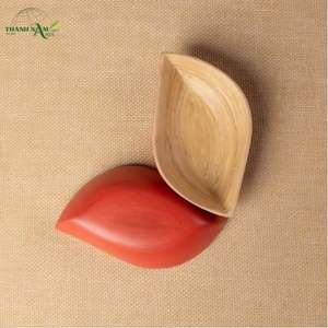 Handcrafted Customized Leaf Shape Spun Bamboo Bowl Natural <b>Grain</b> Matte Lacquer Finish Disposable Dishwasher Safe Eco-Friendly - Product Image 1