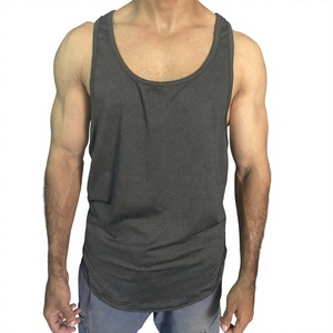 Débardeur de sport noir pour homme Alitza à ourlet incurvé, col rond, en Spandex/Coton/Fibre de bambou, séchage rapide, respirant, pour la musculation - Product Image 3
