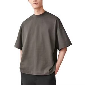 Pattern Solid Jersey High Quality Oversized Drop Shoulder T-Shirt Custom Logo Printed T-shirt Men Loose Fit - Product Image 6