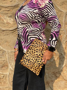 Nouveau gros sac à main en cuir de vachette imprimé léopard sac à bandoulière patchs multi-usages en cuir véritable de luxe occidental pour les femmes - Product Image 2