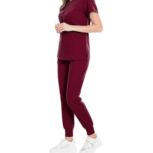 Ensemble de blouses médicales pour femmes 100% coton avec haut zippé et pantalon jogger, uniformes d'hôpital pour professionnels de la santé - Product Image 3