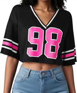OEM Breathable Mesh Jersey Summer Sports T-shirt Embroidery logo Custom <b>Tshirt</b> Street Boxy Oversized Crewneck t Shirt for Women - Product Image 3