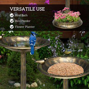 Vasca per Uccelli in Bronzo Antico con Piedistallo e Statua per Ornamenti da Giardino - Product Image 4