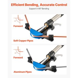 Kit Piegatubi Idraulico da 1/4 e 7/8 Pollici, Set di Utensili per Piegatura Tubi in Rame HVAC con 7 Colori, Piegatura a 90 Gradi in Alluminio - Product Image 3