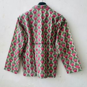 Hand Block Printed Cotton <b>Pyjama</b> Set <b>for</b> Women | Soft Sleepwear Loungewear Long Sleeves Button Fly High Rise Quick Dry Voile - Product Image 3
