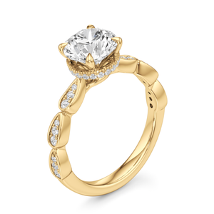 Bague solitaire avec accent de diamant rond et grappe de pierres - Product Image 2