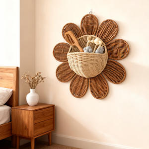 Nordic Style Flower Rattan Wall-Mounted Shelf for Kids Room Aesthetic Wicker Hanging <b>Basket</b> Nursery <b>Toy</b> <b>Storage</b> Wall Decor Rack - Product Image 5