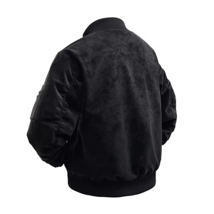 Men's <b>Black</b> <b>Suede</b> Bomber <b>Jacket</b> Casual Turn-down Collar Regular Fit Autumn Wear with Pockets Zipper Closure With Custom Logo - Product Image 1