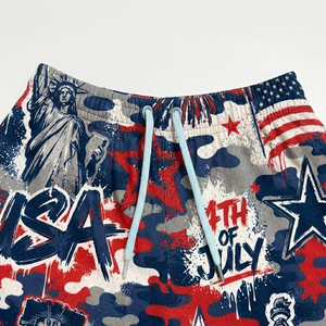 Wholesale Bathing Suit Kids Boys Board Shorts Boys 4th of July Print Designs <b>Elastic</b> Waist Swimming Trunks for Independence Days - Product Image 3