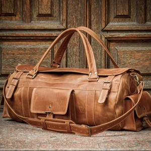 กระเป๋าเดินทางหนังแท้สุดหรู ทำมือ น้ำหนักเบา พกพาสะดวก สไตล์วินเทจ ขนาดใหญ่จุของได้มาก ปิดด้วยซิป ความจุ 36-55 ลิตร - Product Image 1