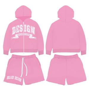 Conjunto de 2 Piezas de Sudadera con Capucha y Pantalones Cortos para Hombre, 100% Algodón, Estilo Urbano, con Logotipo Personalizado del Fabricante, Talla Grande - Product Image 2