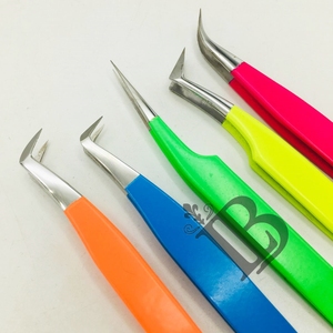 <b>Top</b> Trend Sustainable Stainless Steel Eyelash Extensions Tweezers In Beautiful Color Tweezer Straight & Curved Eyelash Tweezers - Product Image 4