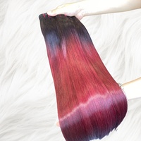 Qualité supérieure brute un donneur miroir os droit Remy extensions de cheveux vietnamiens 100g couleur bordeaux tissage naturel perruques cheveux