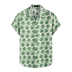 เสื้อเชิ้ตแขนสั้นลายจุดพิมพ์ดิจิทัลสีกรมท่าสำหรับผู้ชาย ผ้าฝ้าย 100% ไม่หด ระบายอากาศได้ดี เหมาะสำหรับวันหยุดฤดูร้อน - Product Image 1