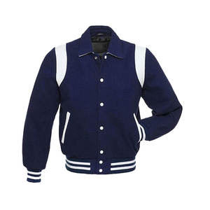 Chaqueta Varsity de Béisbol Letterman para Hombre, Azul, 100% Algodón y Lana, Estilo Urbano, Logotipo Personalizado, Diseño Moderno de Invierno - Product Image 1