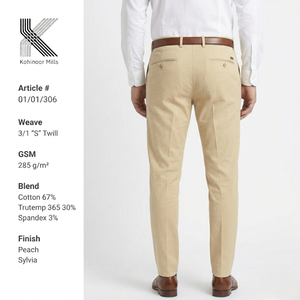 Pantalon chino extensible pour homme sur mesure, Trutemp 365, mélange de coton 285GSM, pantalon habillé décontracté, fabricant OEM ODM - Product Image 2