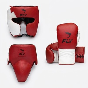Fly Superlace Boxing <b>Gloves</b> Cheek Bar Head Guard Groin Guard Cup Protector Genuine Cowhide Leather MMA Sparring Training Kit - Product Image 5