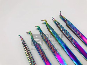 Pince à épiler pour extensions de cils en acier inoxydable de haute qualité 7 mm, testée à la main, logo personnalisé, angle de 90 degrés, pince à épiler pour cils volumineux - Product Image 5