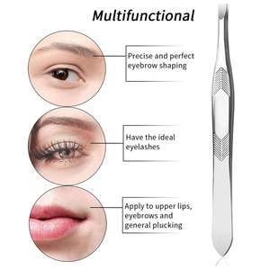 Pinzas de Punta Inclinada de Acero Inoxidable Reutilizables y Duraderas Hechas a Mano por UBI, con Punta de Aguja para Alineación, Agarre Ergonómico, para Dar Forma a las Cejas y Pestañas - Product Image 3