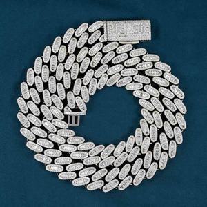 Collier chaîne cubaine baguette sertie de pierres, style hip-hop de luxe, épais et imposant, finition or blanc, unisexe - Product Image 5