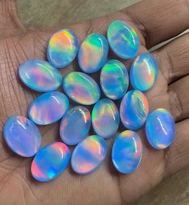 พลอยโอปอลออโรร่าแบบดับเบิ้ลแคโบชอง รูปไข่ หลังแบน พลอยธรรมชาติแบบเม็ดเดี่ยวทุกขนาด สำหรับทำเครื่องประดับ - Product Image 5